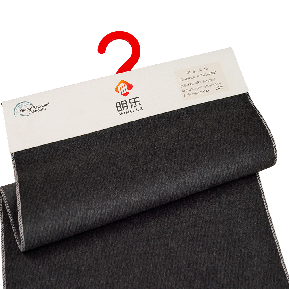 50% Wol, 5% Kasjmier, 35% Polyester, 10% Overige, Vezel 750G/M, Donkergrijs +, Middengrijs, Twill Double-Face Overcoat, ML-1010202