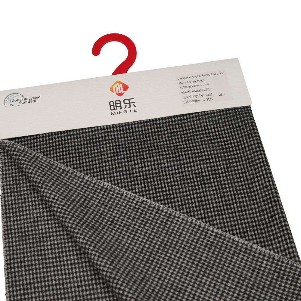 30% wol, 60% polyester, 10% andere vezels, 610 g/ml, zwart en wit, geruite enkelzijdige overcoatingstof, ML-20001