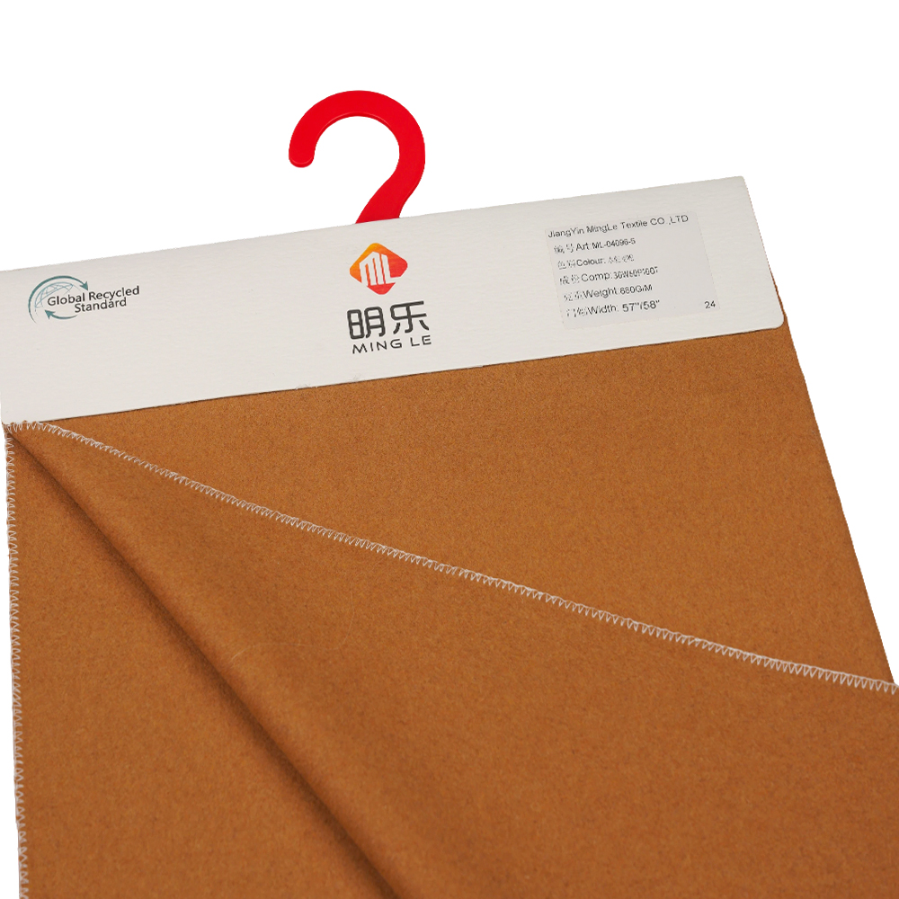 30% Wol, 60% Polyester, 10% Andere Vezels, 680G/M, Bruine Tarwe, Melton Overcoatingstof, ML-04096-5