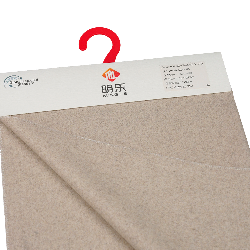 50% wol, 40% polyester, 10% andere vezels, 770 g/ml, natuurlijke lichte bonenpasta, keperstof, ML-0124-4425