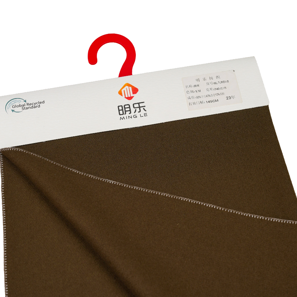 50% Wol, 40% Polyester, 10% Andere Vezels, 740G/M, Militair Groen, Twill Melton Stof, ML-TUREN-B