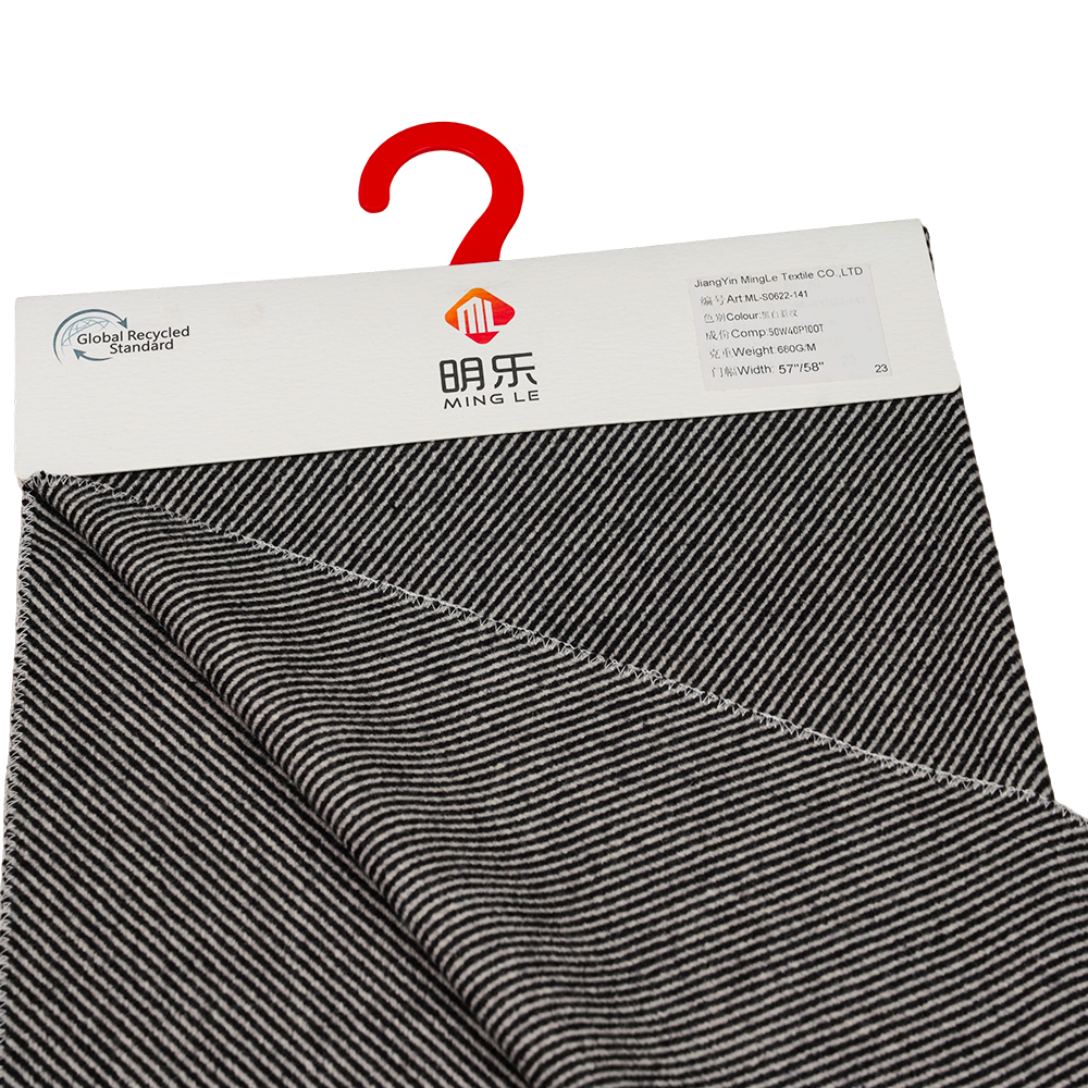 50% Wol, 40% Polyester, 10% Andere Vezels, 680G/M, Zwart En Wit, Twill Melton Stof, ML-S0622-141