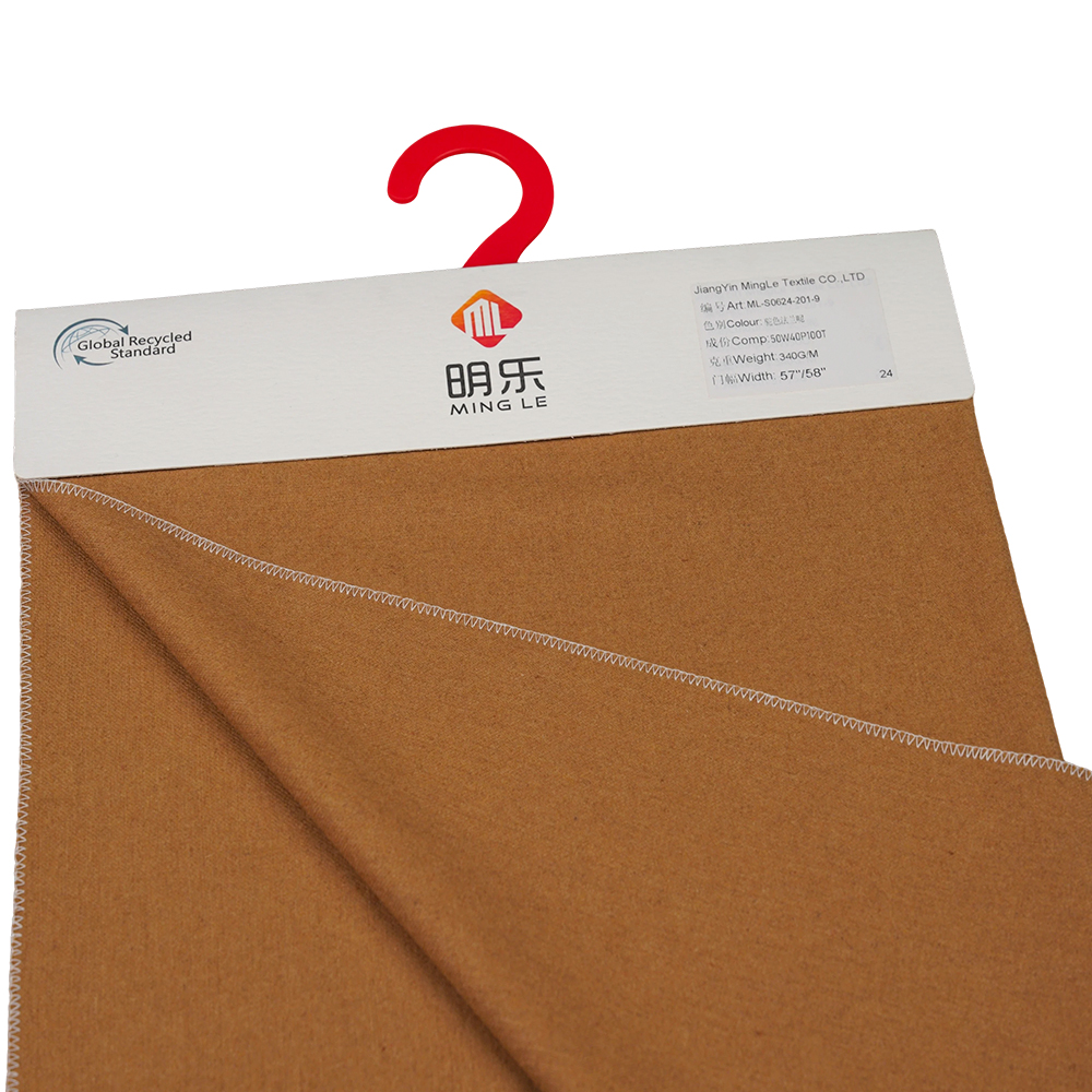 50% Wol, 40% Polyester, 10% Andere vezels, 340G/M, Kameel, Flanelstof, ML-S0624-201-9