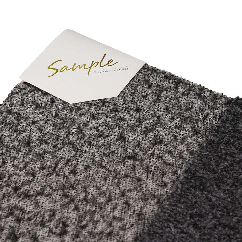 40% wol, 60% polyester, 750 g/ml, zwart en grijs, Bali gebreide wollen stof, ML-70165440-75