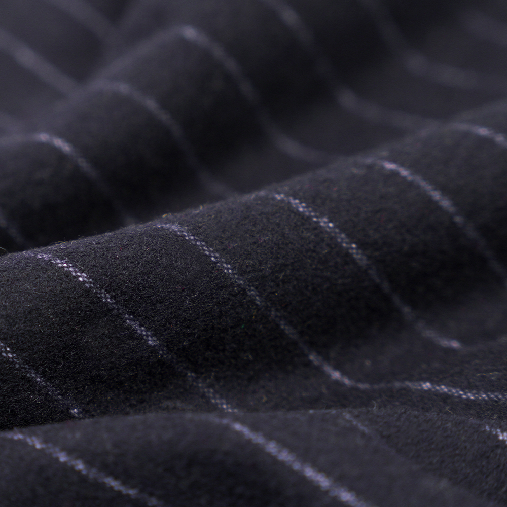 53% wol, 47% polyester, 350 g/ml, Zhiqing + witte, verticaal gestreepte flanellen stof, ML-317245X-2