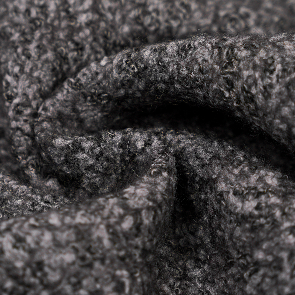 40% wol, 60% polyester, 750 g/ml, zwart en grijs, Bali gebreide wollen stof, ML-70165440-75